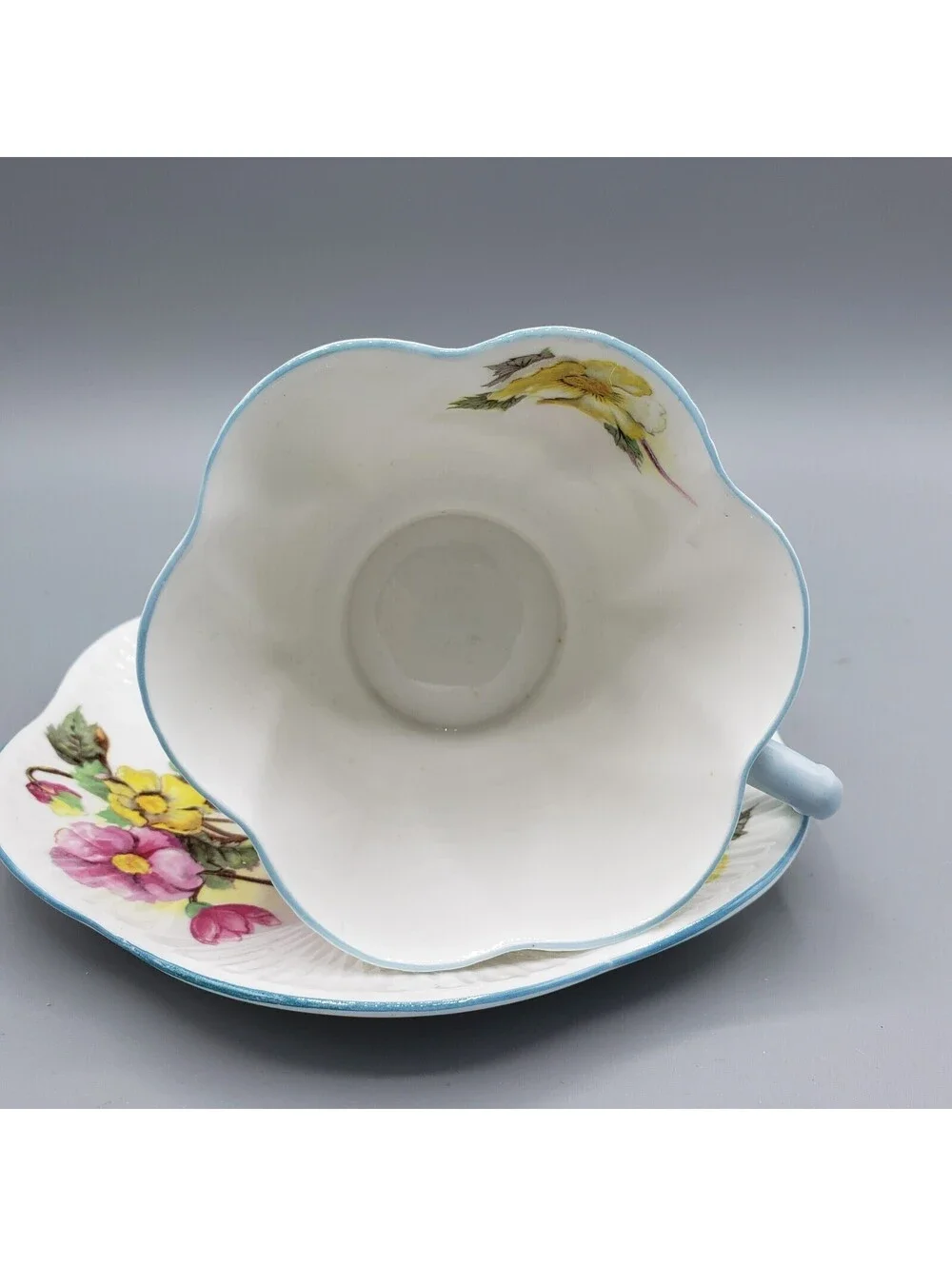 Vintage Shelley Teacup and Saucer Begonia Dainty Shape England LARGE